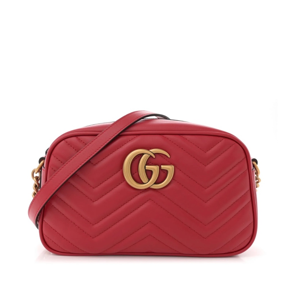 Gucci Red Chevron Leather Crossbody Bag with Gold GG
